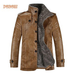 Retro PU Leather Jackets Men's Winter Warm Thick Coats Men Windproof Outerwear Casual Slim Buttons Up Lined Jacket Plus Size 4XL