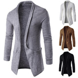 Classic Men Sweater Open Stitch Fashion Cardigan Autumn Winter Long Sleeve Lapel Neck Sweaters Cardigan Grey Outwear Men Clothes