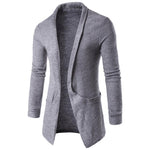 Classic Men Sweater Open Stitch Fashion Cardigan Autumn Winter Long Sleeve Lapel Neck Sweaters Cardigan Grey Outwear Men Clothes