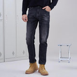 Pioneer Camp thick fleece warm jean men brand clothing autumn winter black denim pants male quality solid trousers ANZ710001