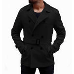 Warm Winter British Outwear Men's Trench Long Coats Wool Coat Turn-Down Collar Double Breasted Slim Fit Fashion Jackets Male