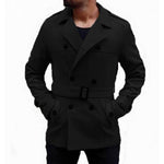 Warm Winter Fashion Men's Trench Long Coats Wool Coat Turn Down Collar Slim Fit Double Breasted Jackets British Outwear Hombre