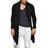 Fashion Mens Cardigan Waterfall Long Sleeve Cloak Trench Solid Color Cardigan Coat Slim Fit Autumn Spring Mens Clothes Hombre