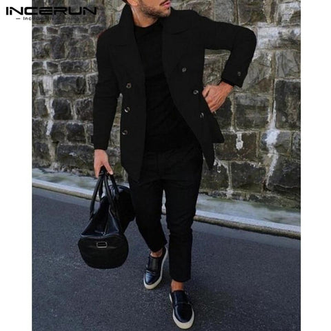 Stylish Mens Jackets Coats Autumn Turn-Down Collar Jacket Street Style Slim Fit Business Suit Hombre Mens Clothing INCERUN Male