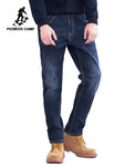 Pioneer Camp winter thick jeans men brand clothing warm fleece inside denim pants male quality heavyweight dark blue ANZ803164