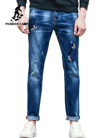 Pioneer Camp ripped Jeans men brand clothing high quality male jeans fashion casual mens denim pants trouser for men 611043