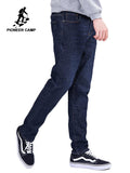 Pioneer camp new winter warm fleece jeans brand clothing solid trousers men quality thick  straight jeans pants blue ANZ803173