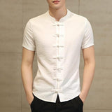 Stylish Plain Mens Shirts Chinese Male Clothing Summer Tee Tops Dress Short Sleeve Slim Fit Button Down Camisa Chemise Masculina