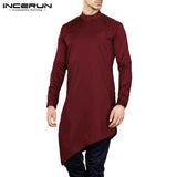 INCERUN 2019 Mens Shirts Long Sleeve Autumn Male Dress Loose Shirts Kaftan Camisas Hombre Solid Kurta Muslim Islamic Clothing