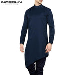 INCERUN 2019 Mens Shirts Long Sleeve Autumn Male Dress Loose Shirts Kaftan Camisas Hombre Solid Kurta Muslim Islamic Clothing