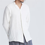 Men Clothes 2019 Cotton Linen Casual Shirt Men Solid Chinese Style Linen Shirt Male Casual Loose Shirt Covered Button Plus Size